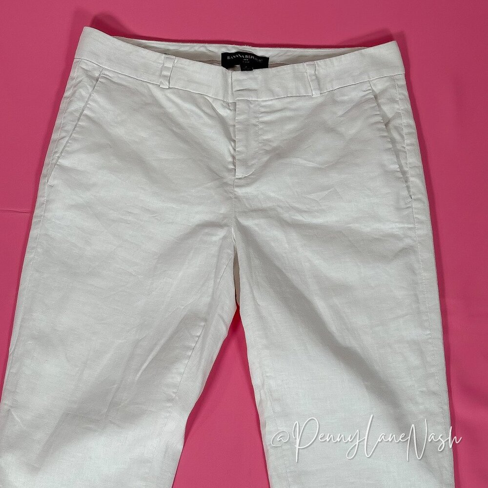 Banana Republic Avery Linen & Cotton Pants Size 2 White - Picture 3 of 14